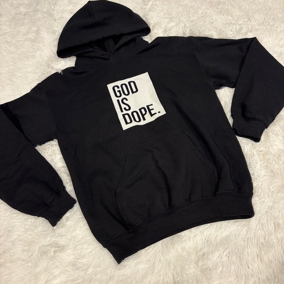 God Is Dope logo black hooded sweatshirt unisex Size Small - Picture 2 of 8